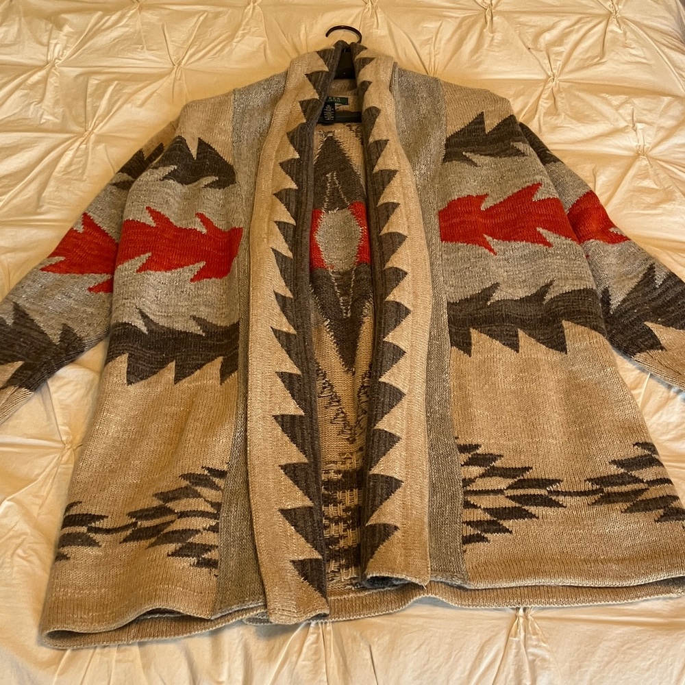Ralph Lauren Southwestern Beige and Gray cardigan 1X